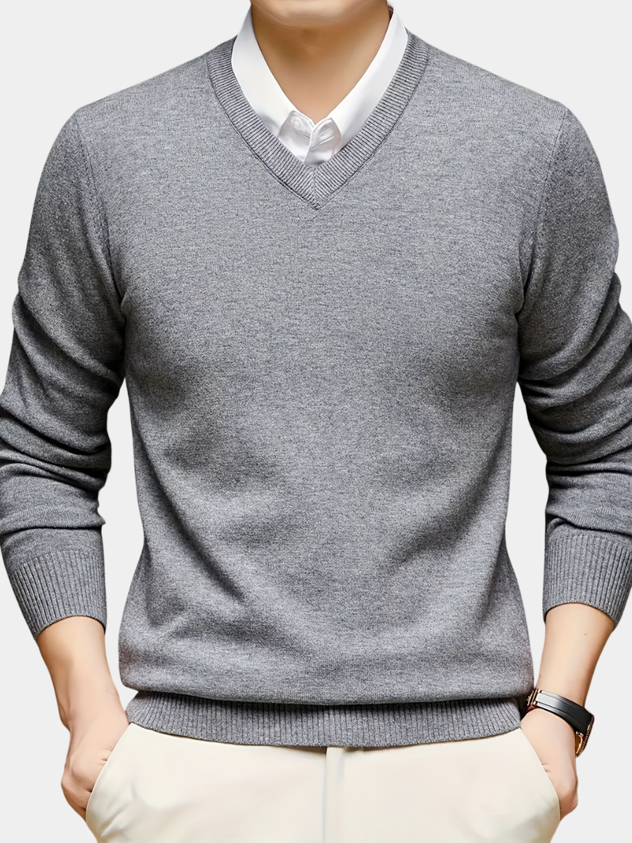 Pull Matière Stretch Col V Pour Homme