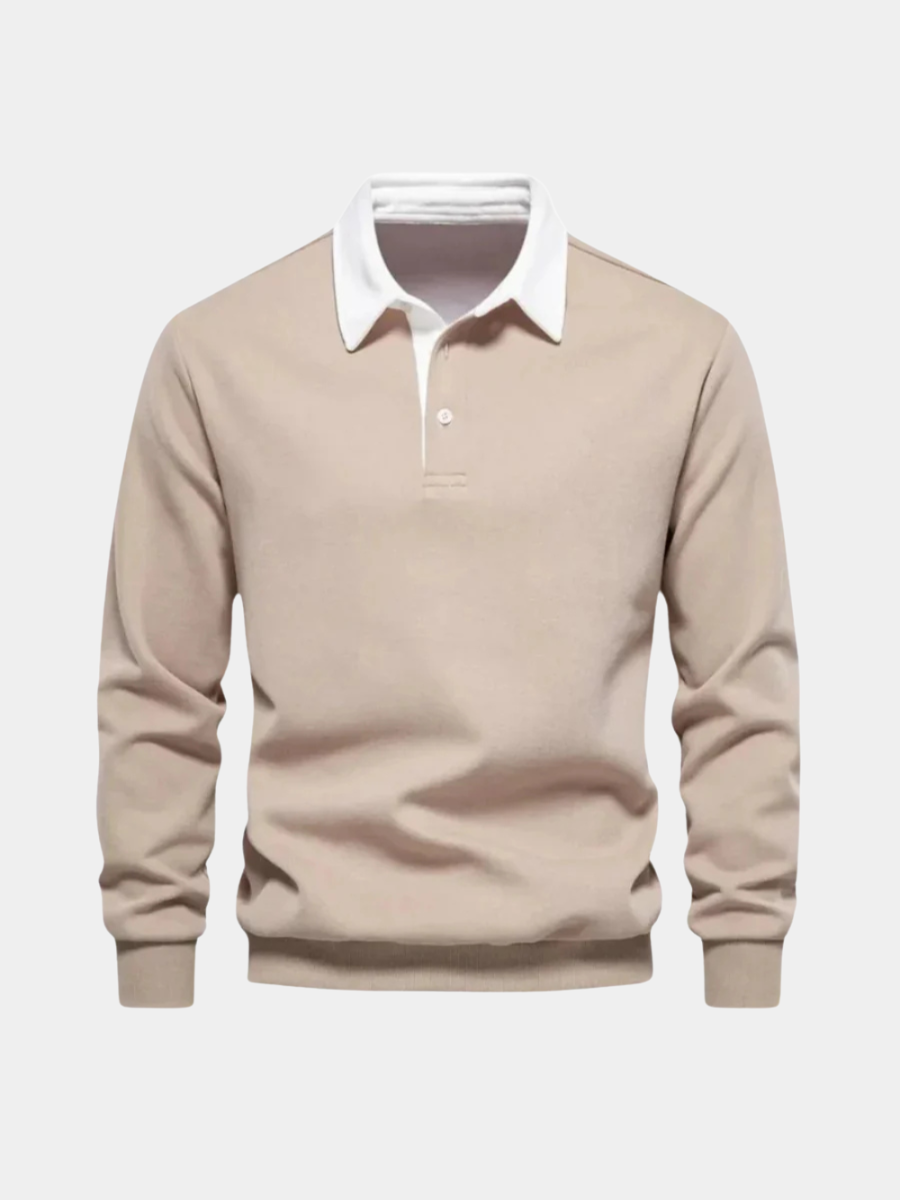 Pull Maille Côtelée Col Polo Pour Homme