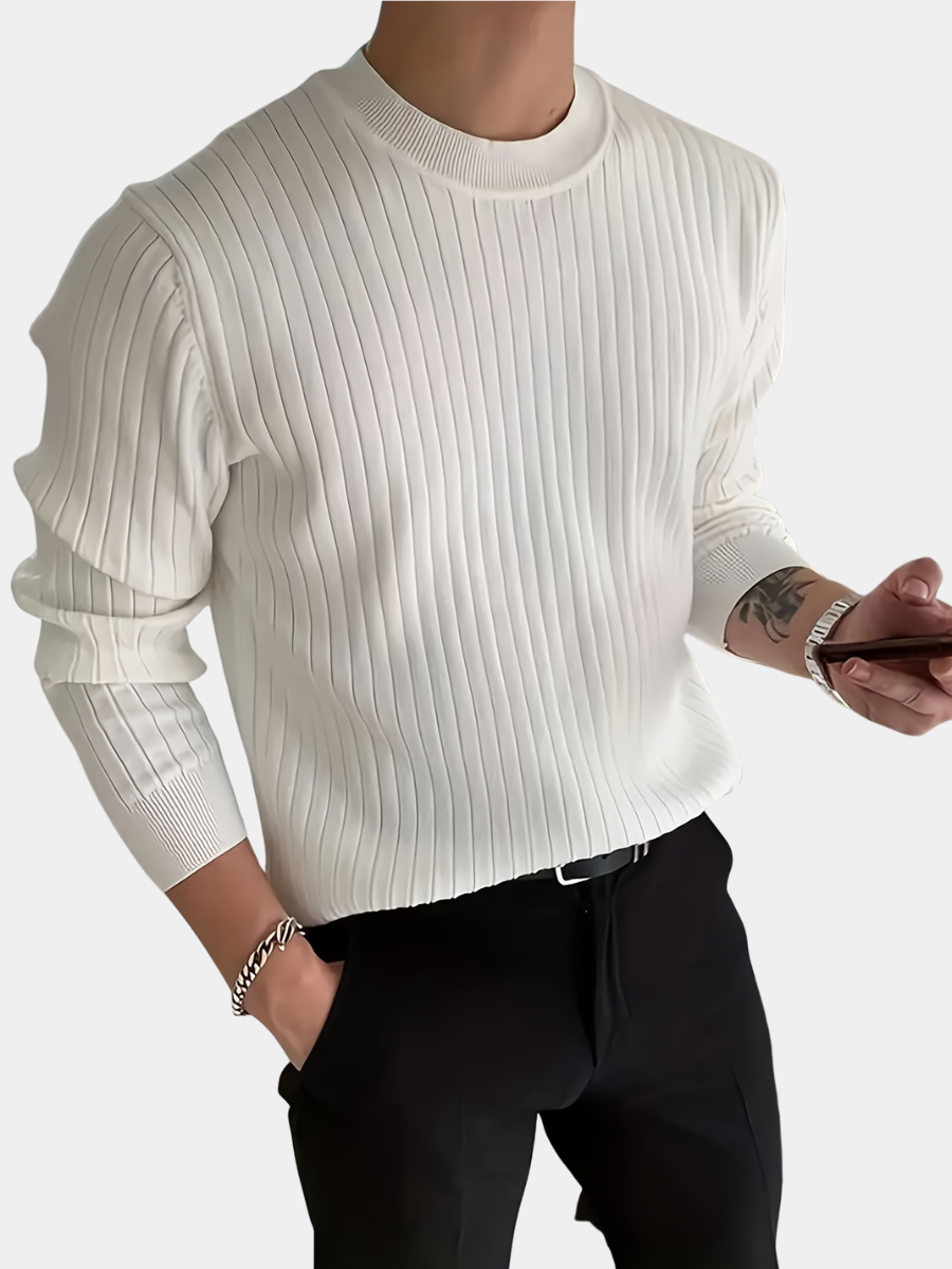 Homme Pull Maille Côtelée