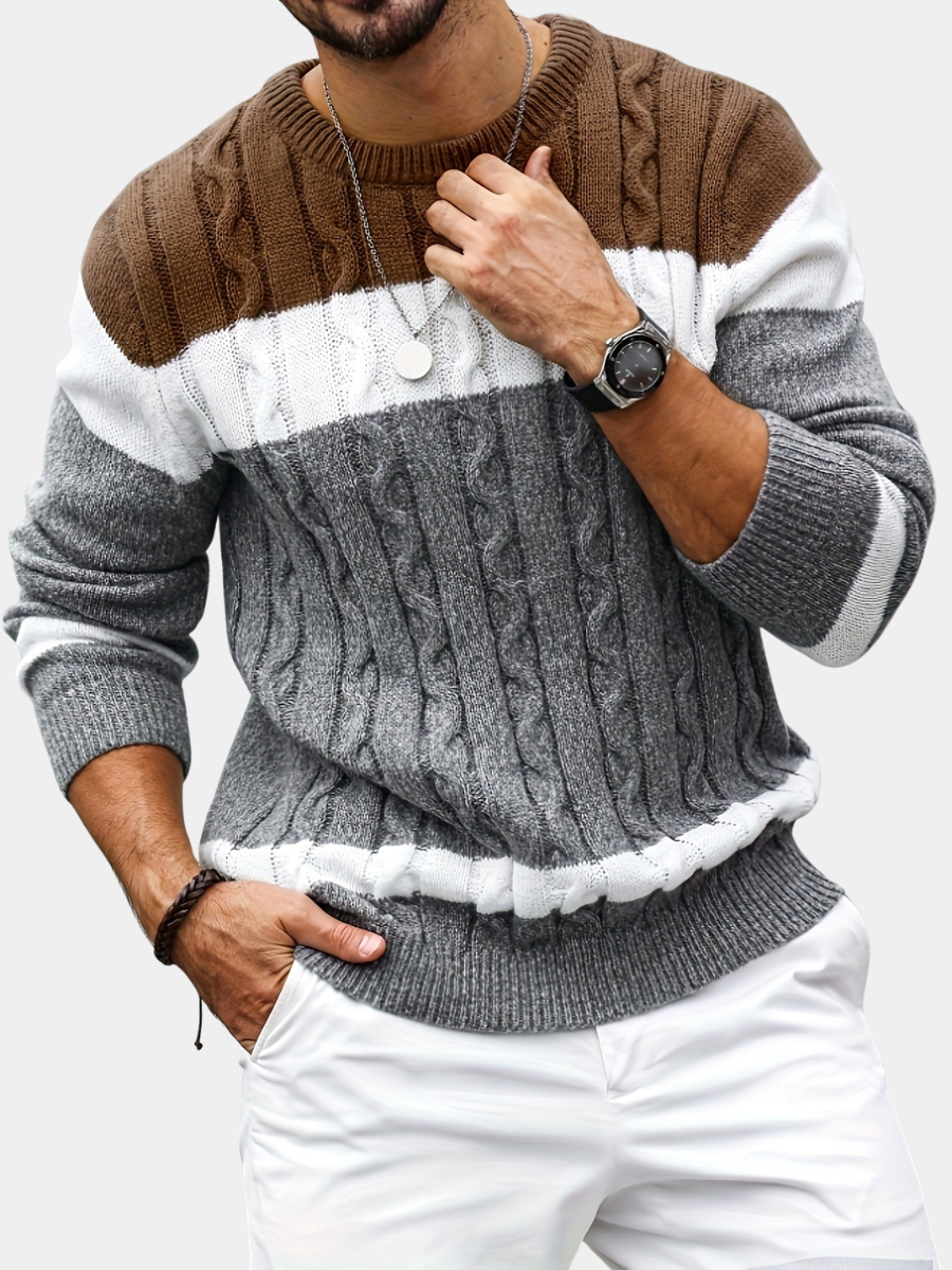 Homme Pull Maille Torsadée