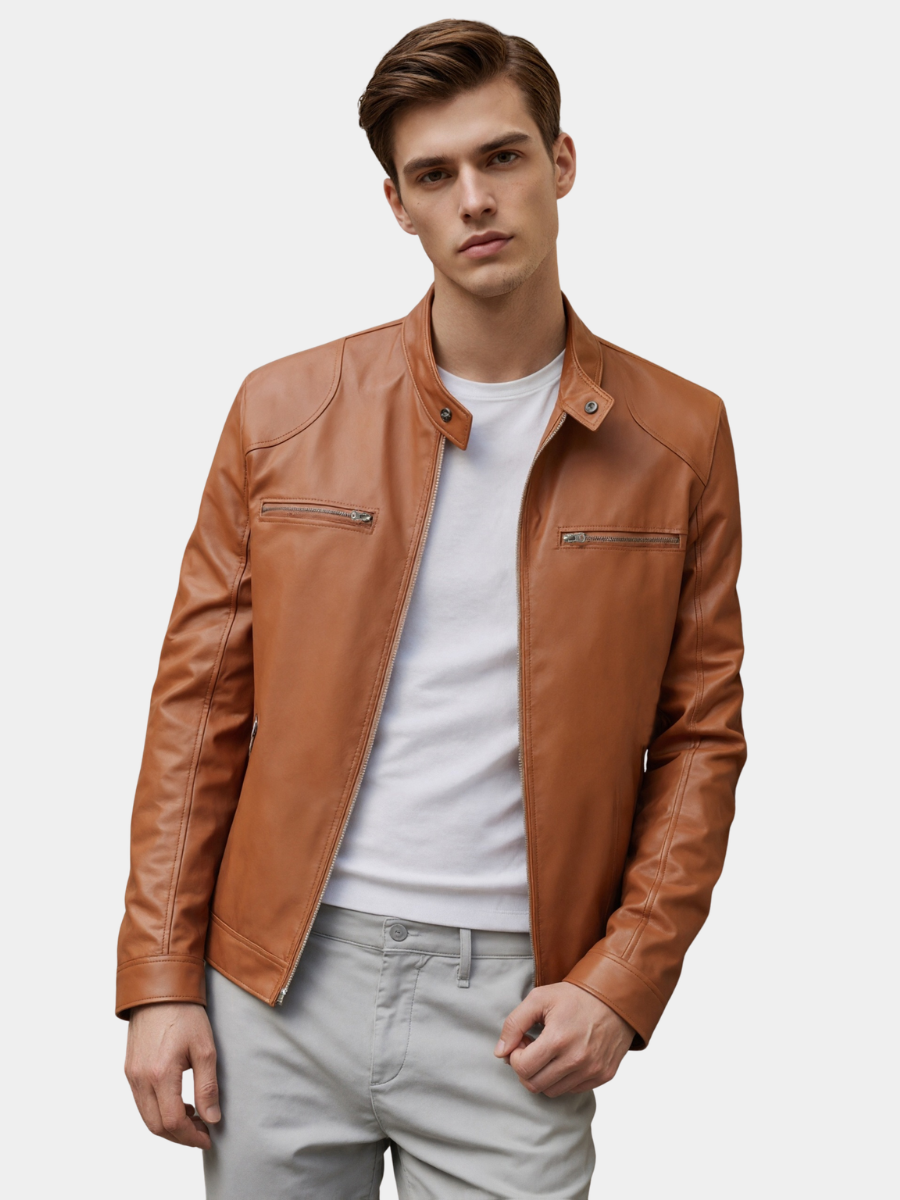 Veste Aspect Cuir Pour Homme