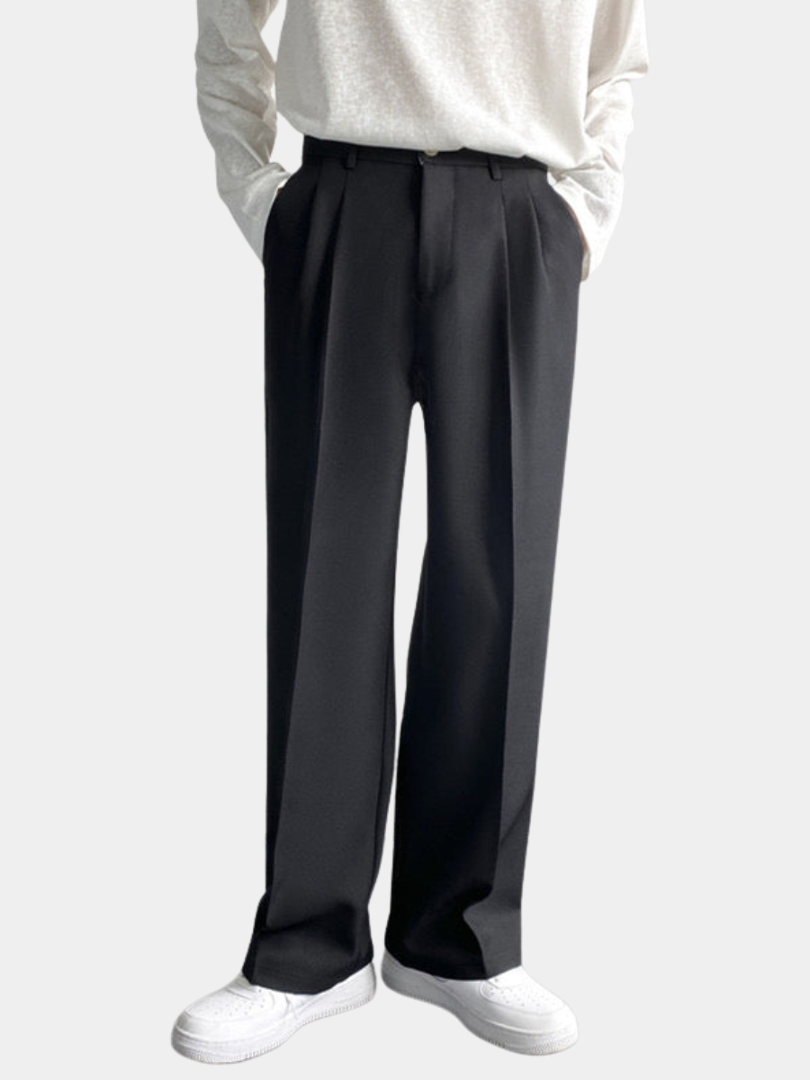 Homme Pantalon Plissé Large