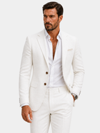 Costume 2 Pièces Aspect Lin Pour Homme