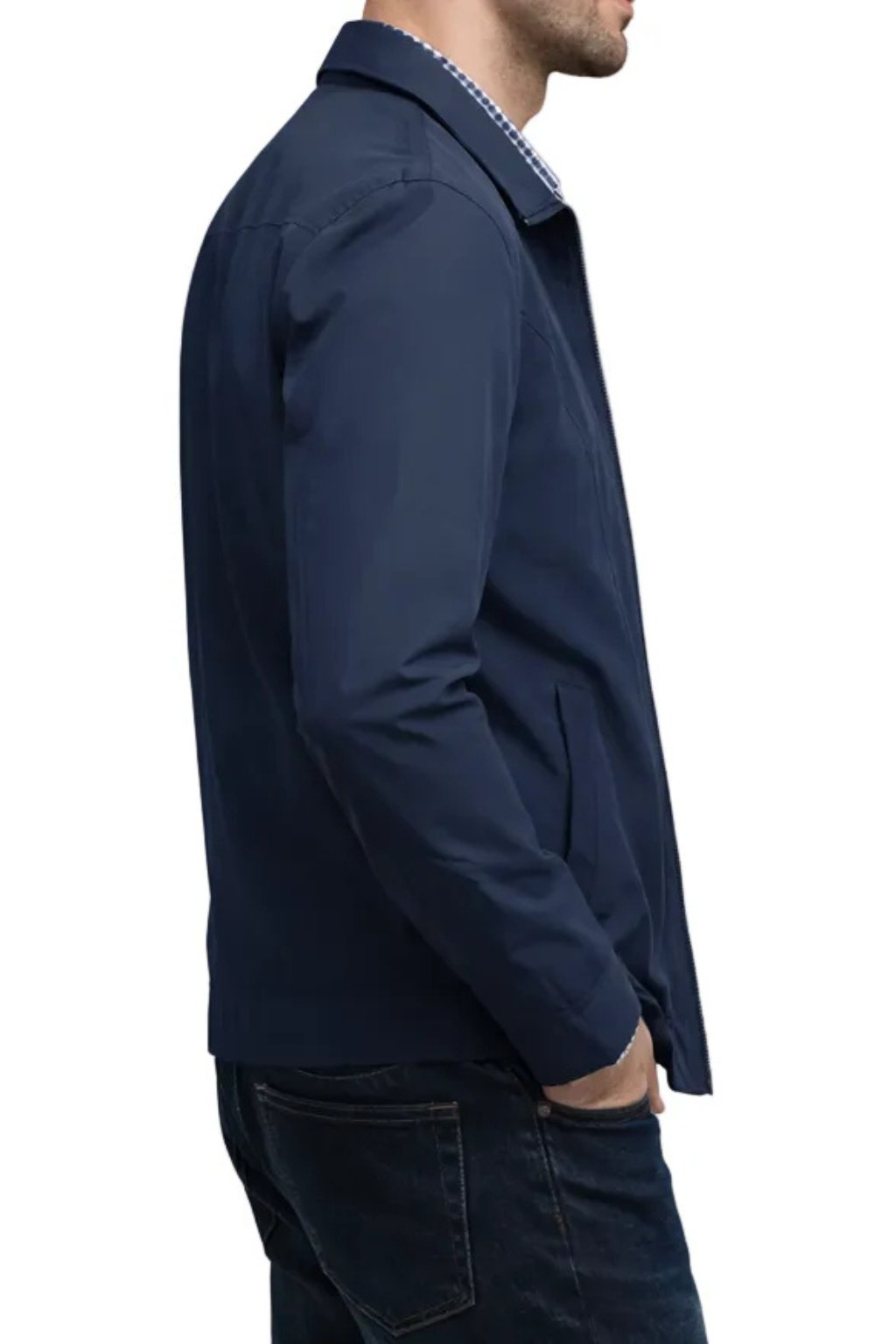 Veste Harrington Coupe Structurée Poches Latérales Zip Intégral Pour Homme