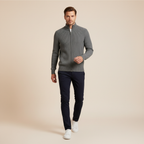 Cardigan Coupe Ajustée Maille Côtelée Col Montant Zip Intégral Pour Homme