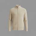 Cardigan Coupe Ajustée Maille Côtelée Col Montant Zip Intégral Pour Homme