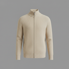 Cardigan Coupe Ajustée Maille Côtelée Col Montant Zip Intégral Pour Homme