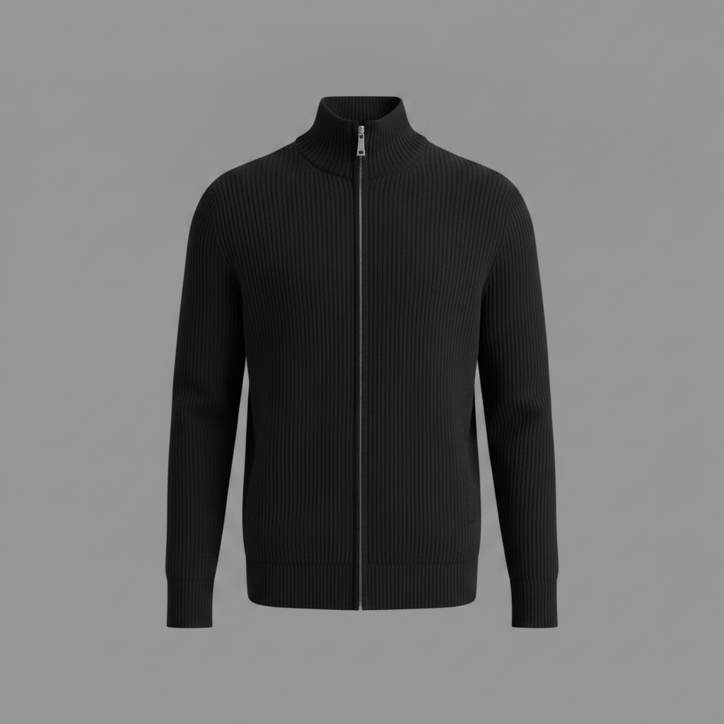 Homme Cardigan Côtelé Ajusté