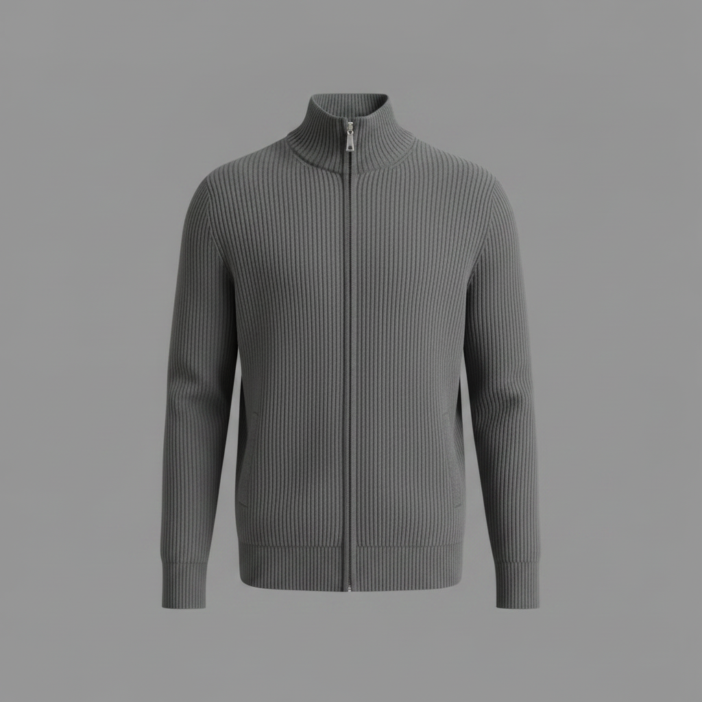 Homme Cardigan Côtelé Ajusté