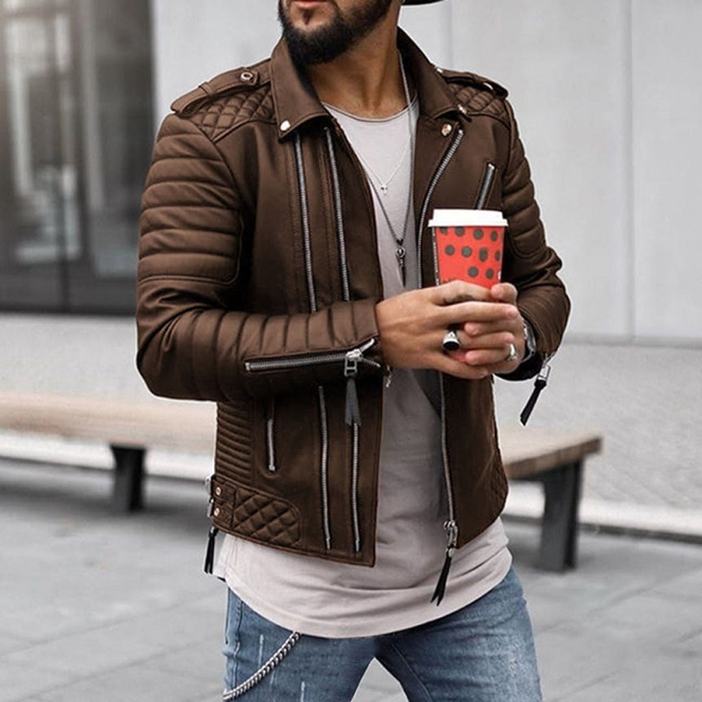 Homme Veste Motard Cuir