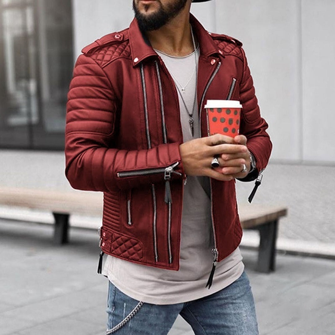 Homme Veste Motard Cuir