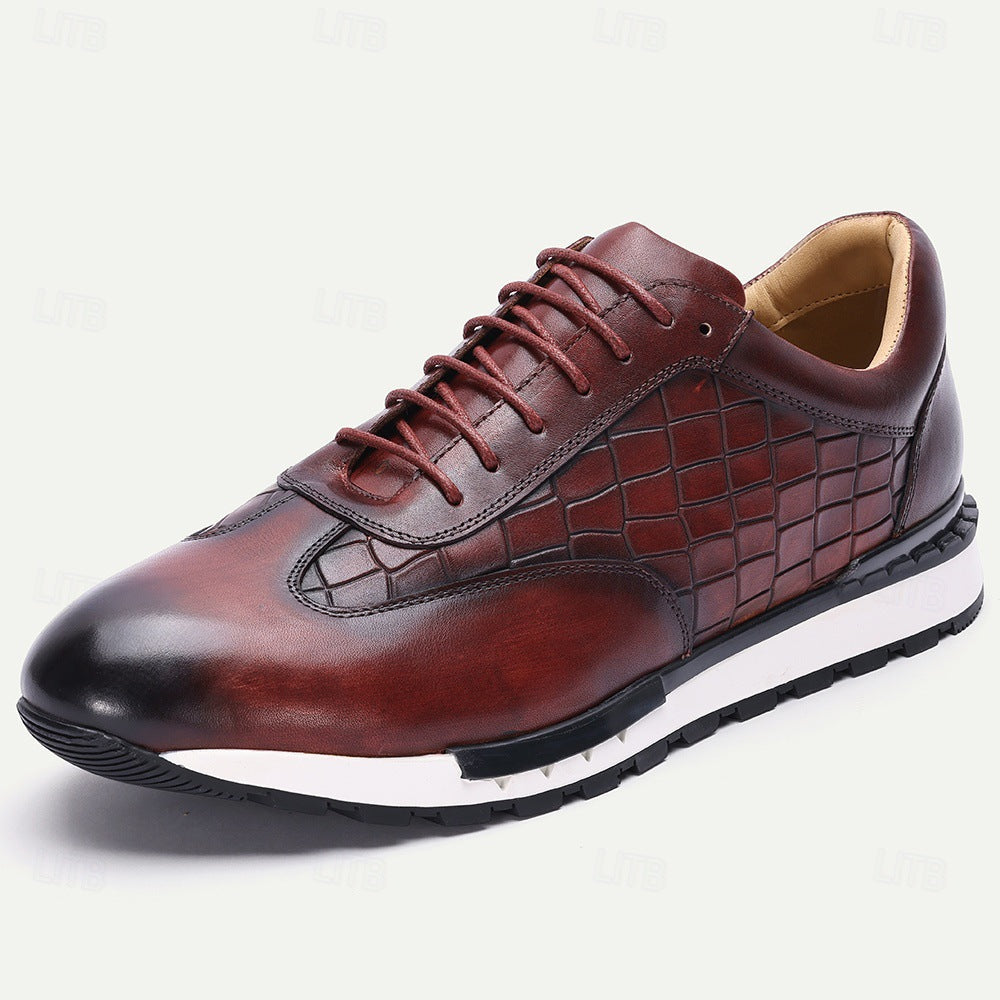 Homme Baskets Aspect Cuir