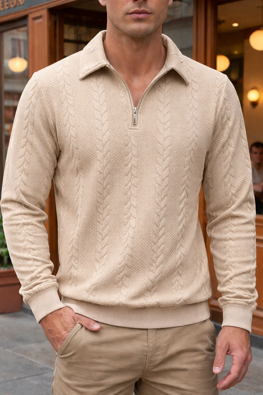 Polo Maille Côtelée Coupe Tailleur Pour Homme
