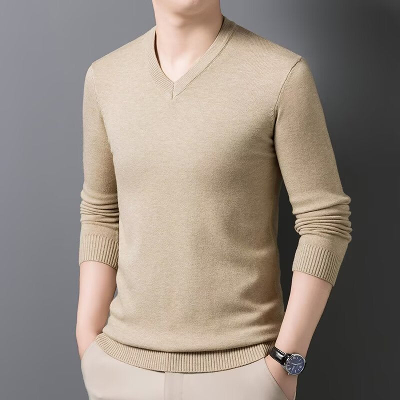 Pull Matière Stretch Col V Pour Homme