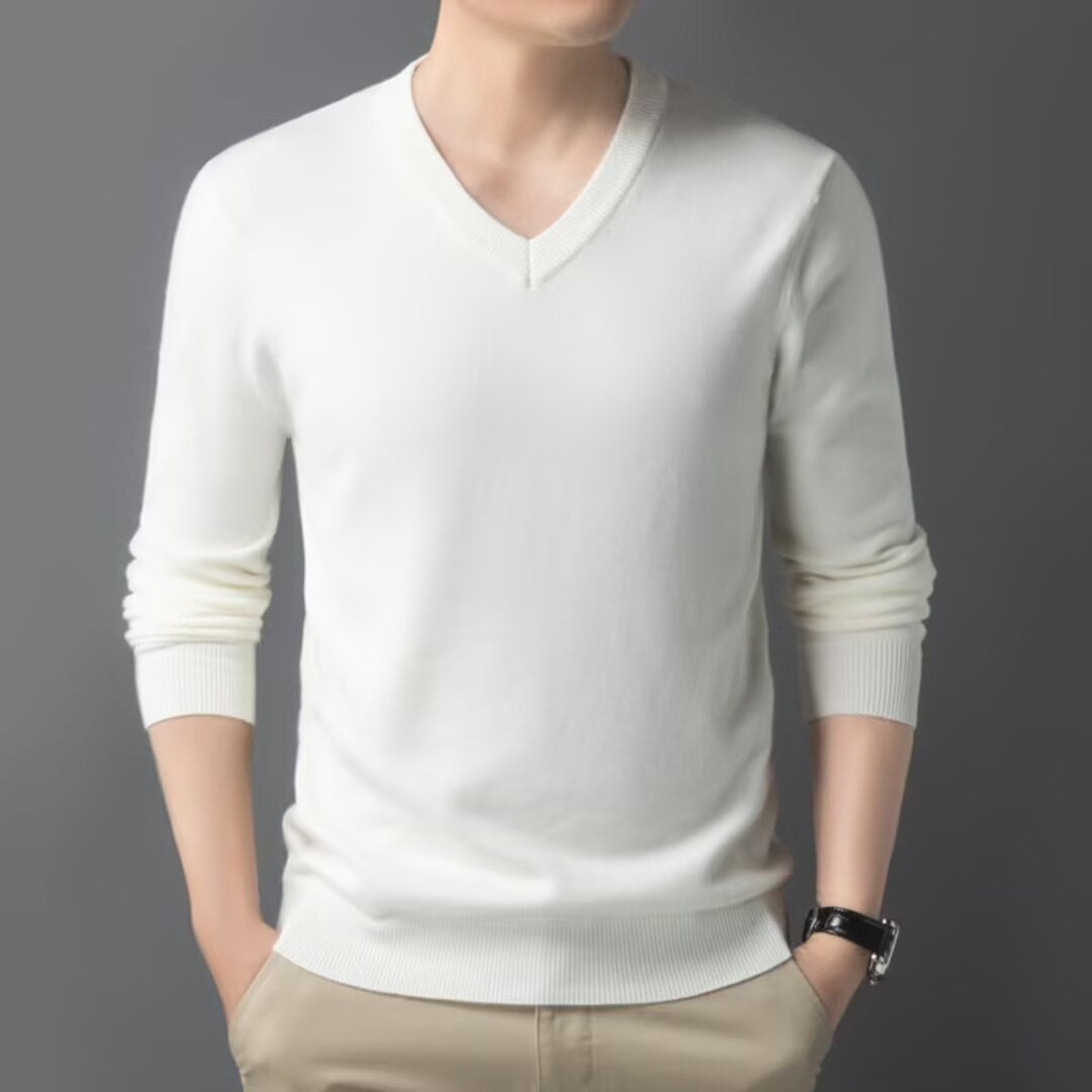 Pull Matière Stretch Col V Pour Homme