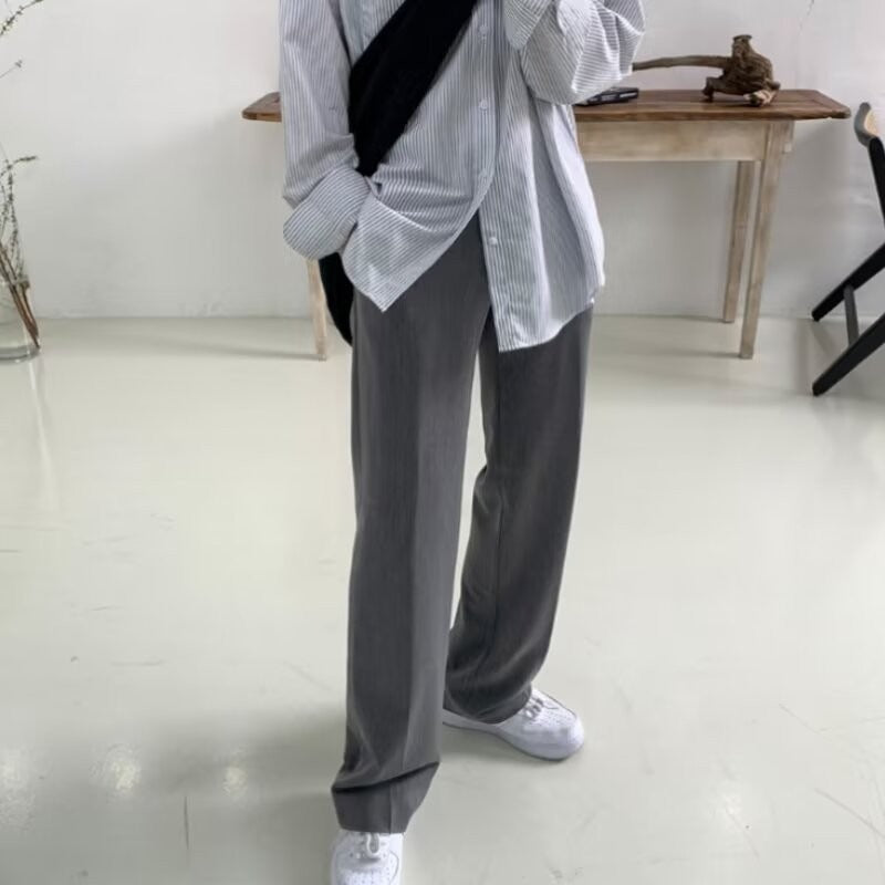 Homme Pantalon Plissé Large