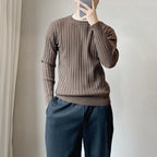 Homme Pull Maille Côtelée