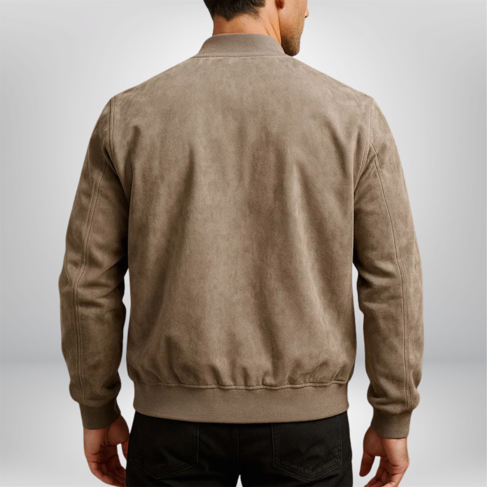 Veste Bomber Coupe Ajustée Aspect Daim Zippée Pour Homme