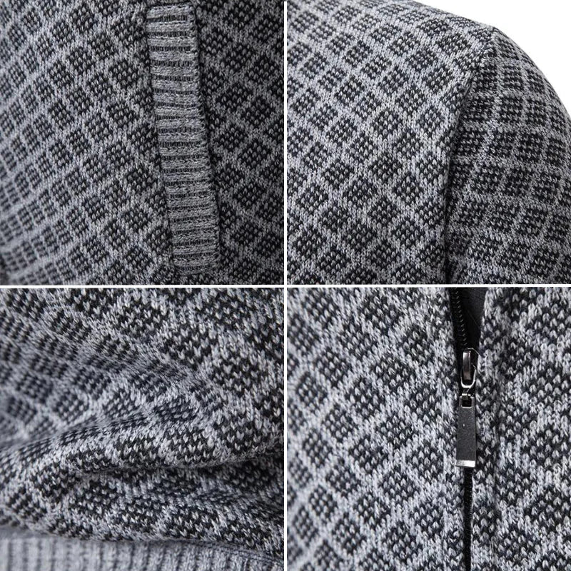 Homme Cardigan Zippé Texturé