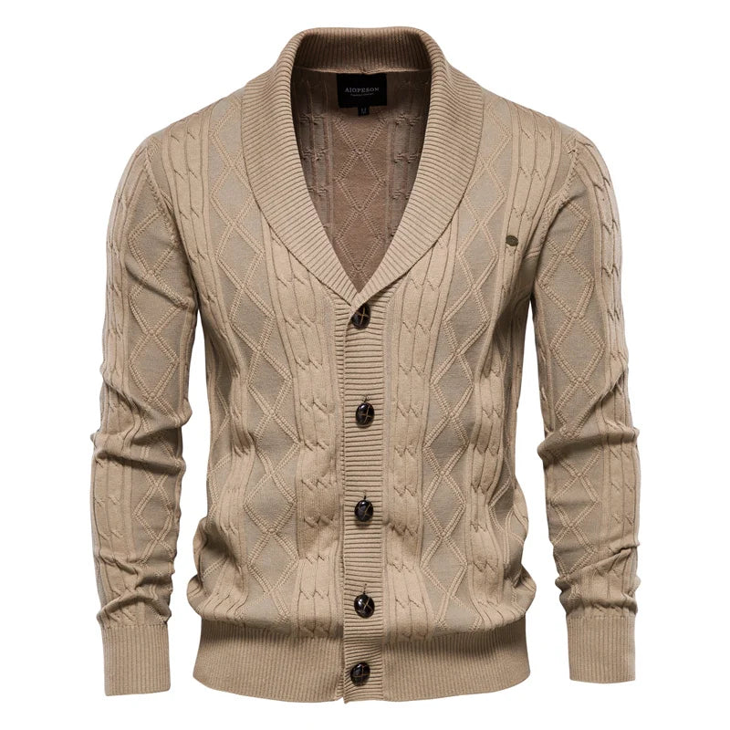 Homme Cardigan Torsadé Châle