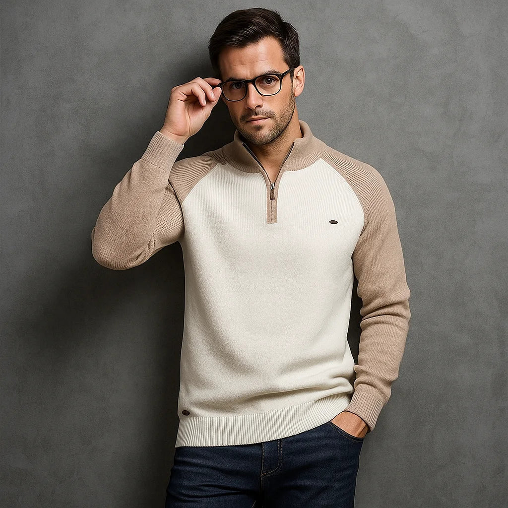Homme Pull Col Zippé