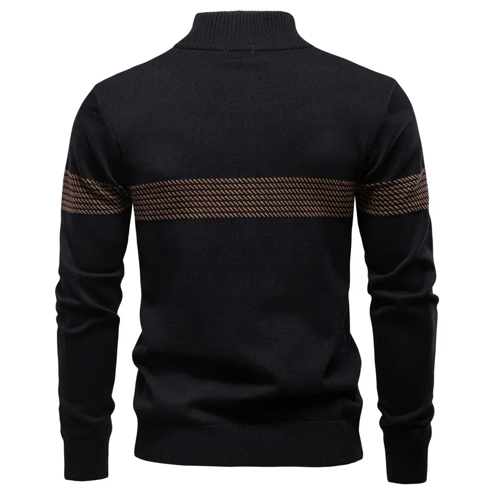 Homme Pull Demi-Zip Texturé