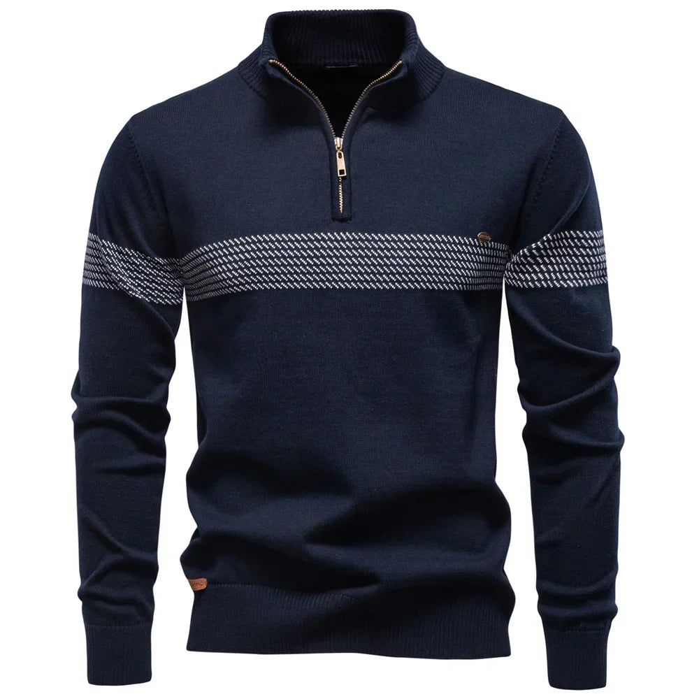 Homme Pull Demi-Zip Texturé