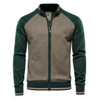 Cardigan Bicolore Maille Côtelée Col Montant Zippé Pour Homme