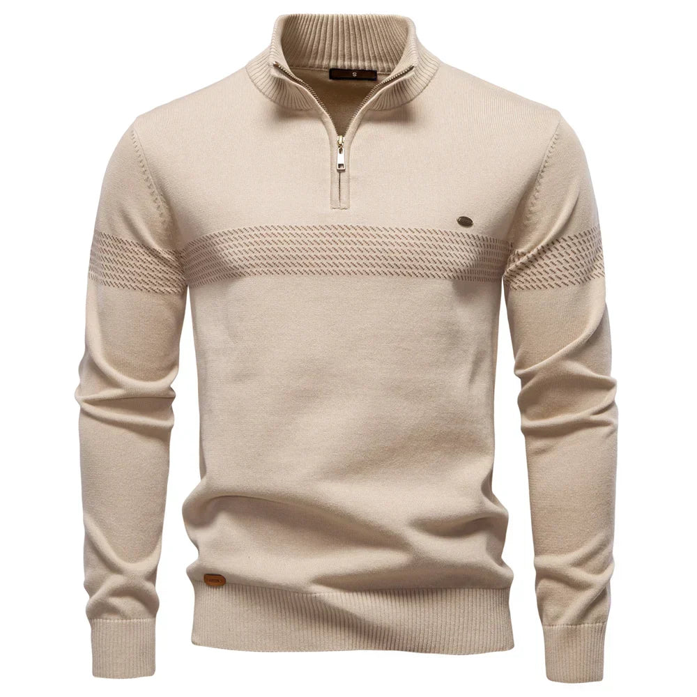 Homme Pull Demi-Zip Texturé
