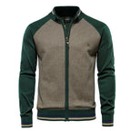 Cardigan Bicolore Maille Côtelée Col Montant Zippé Pour Homme
