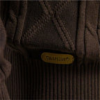 Cardigan Maille Torsadée Col Châle Bords Côtelés Fermeture Boutonnée Pour Homme