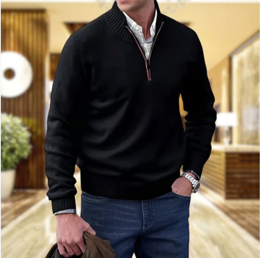 Homme Pull Maille Zippé