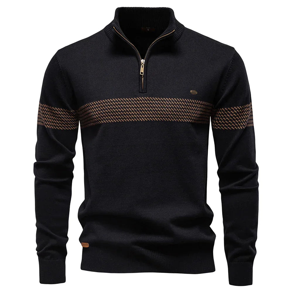 Homme Pull Demi-Zip Texturé