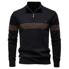 Homme Pull Demi-Zip Texturé