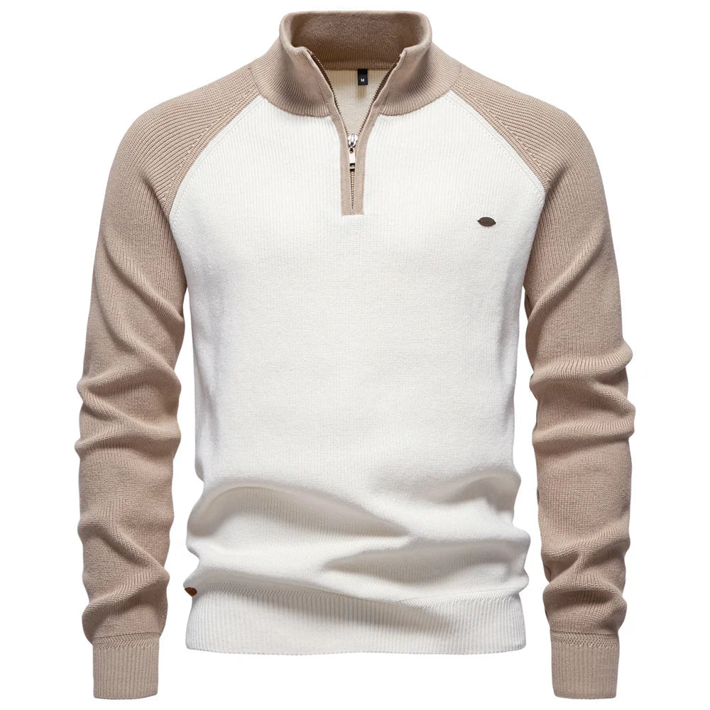 Homme Pull Col Zippé