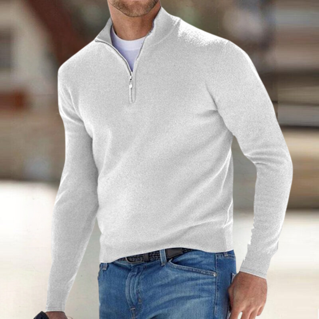 Homme Pull Col Zippé