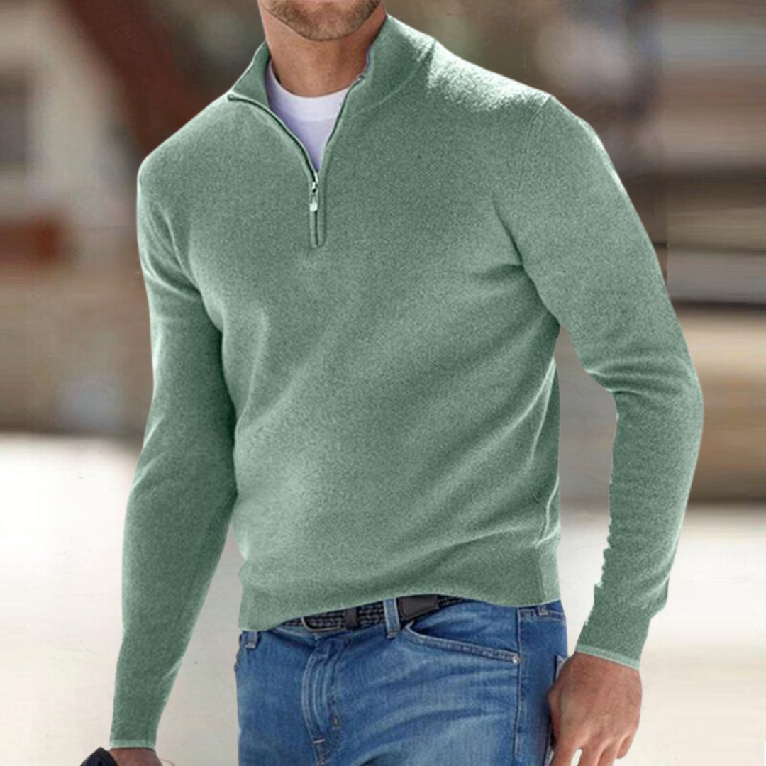 Homme Pull Col Zippé
