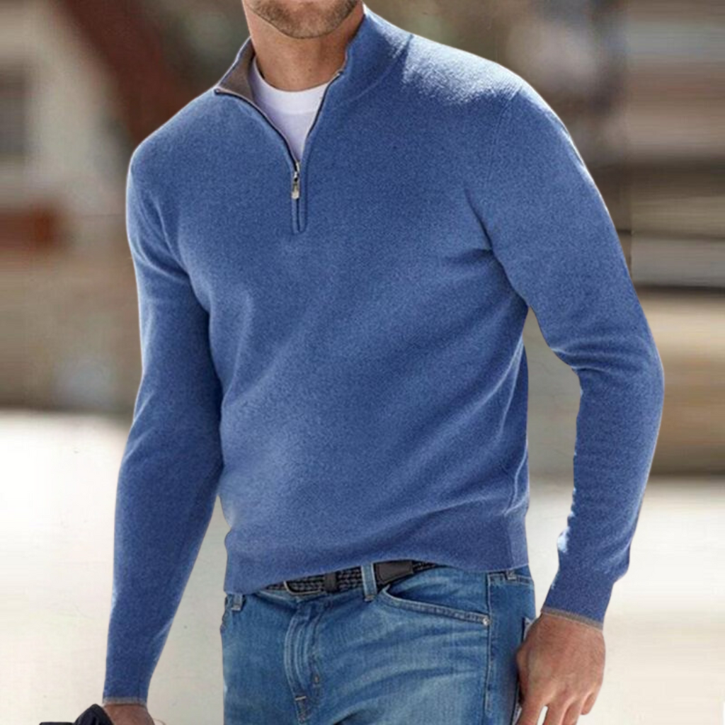 Homme Pull Col Zippé