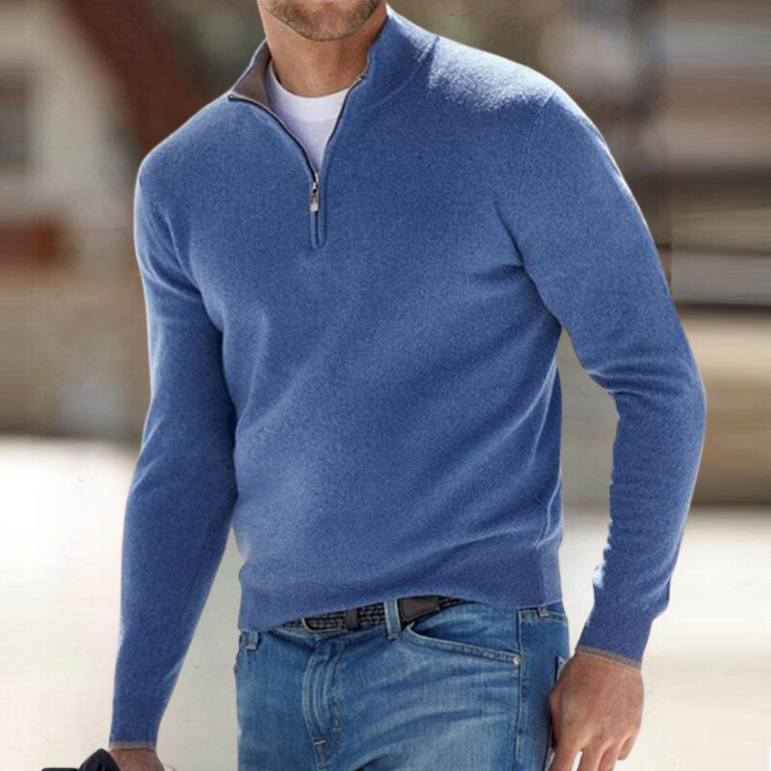 Homme Pull Col Zippé
