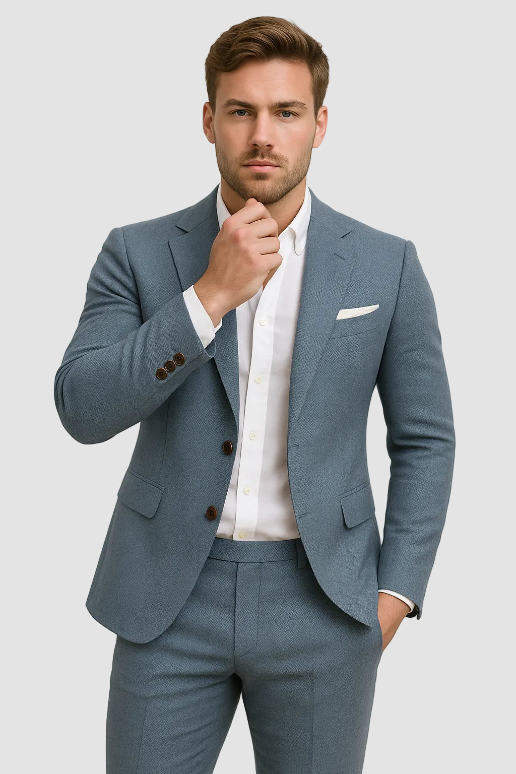 Costume 2 Pièces Coupe Ajustée Doublé Léger Pour Homme