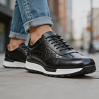 Homme Baskets Aspect Cuir