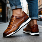 Homme Baskets Aspect Cuir