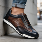 Homme Baskets Aspect Cuir