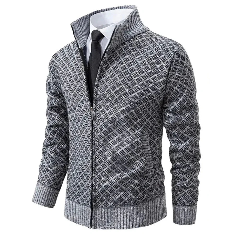 Homme Cardigan Zippé Texturé