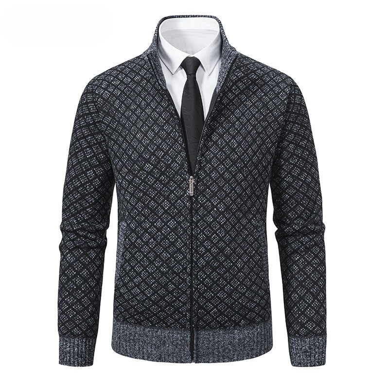 Homme Cardigan Zippé Texturé