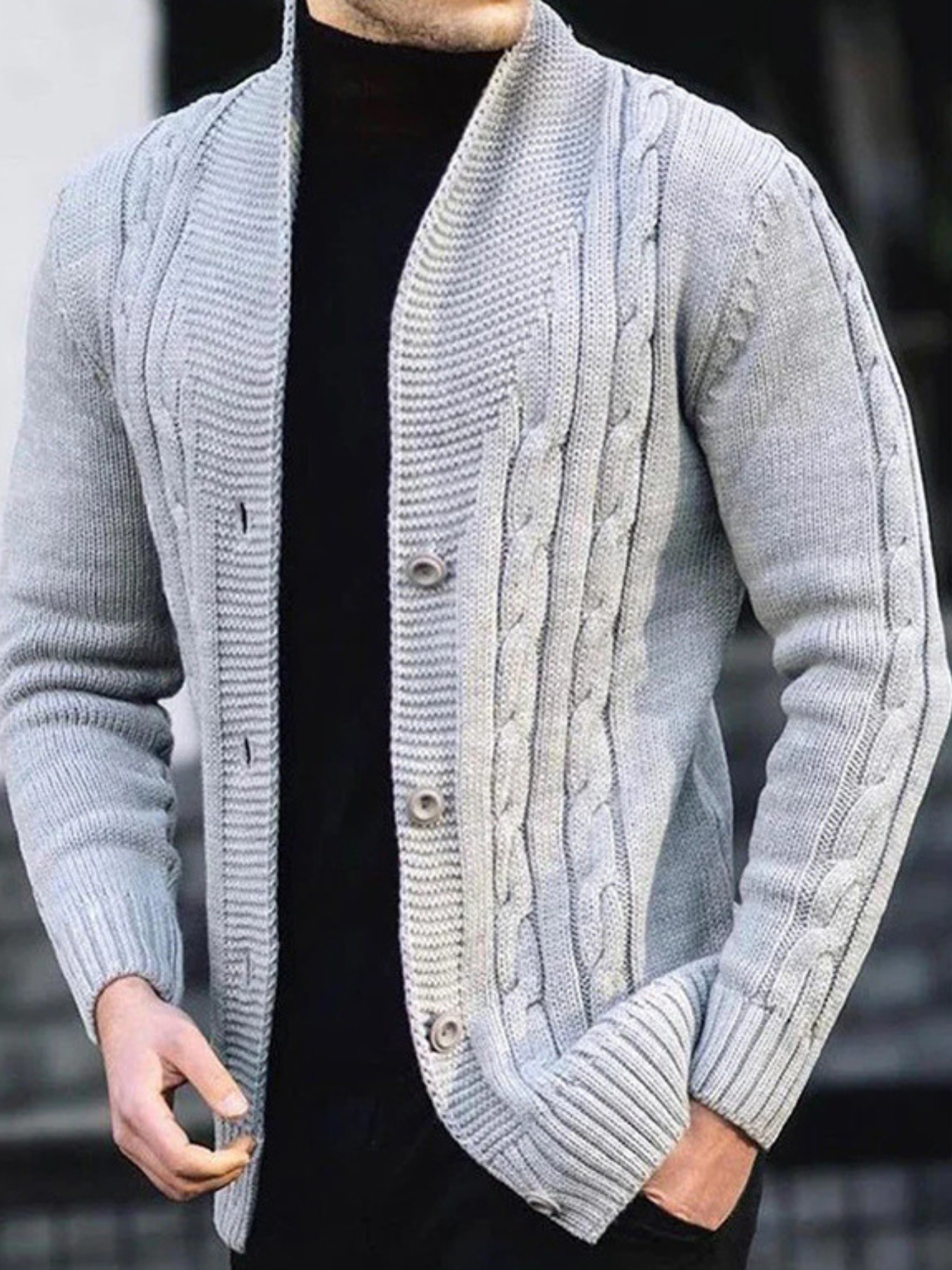 Pull Maille Côtelée Coupe Droite Pour Homme