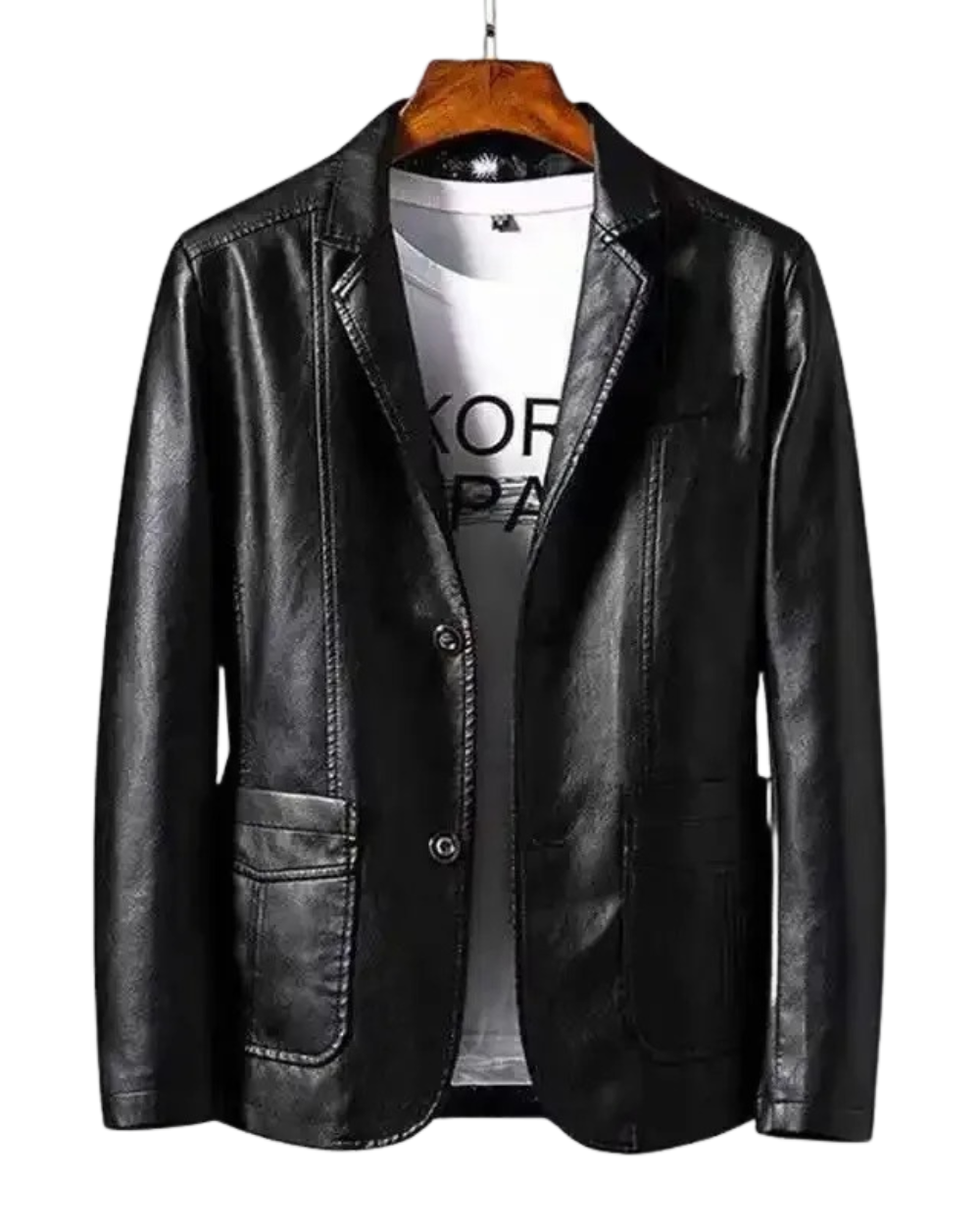 Veste Aspect Cuir Coupe Structurée Pour Homme