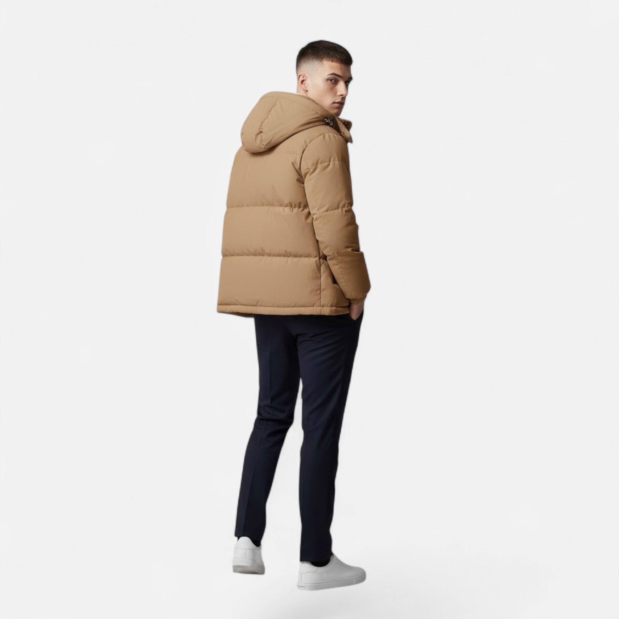 Veste Matelassée À Capuche Zip Intégral Manches Longues Pour Homme
