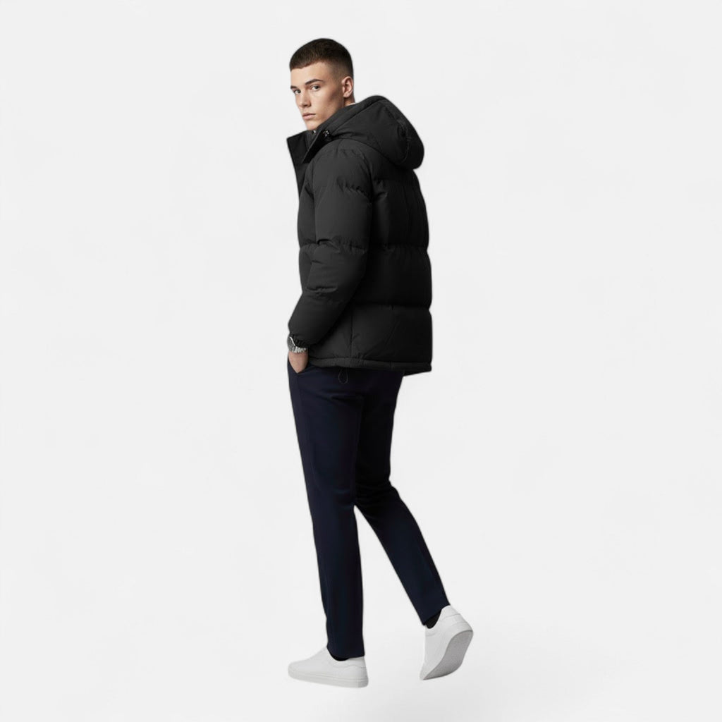 Veste Matelassée À Capuche Zip Intégral Manches Longues Pour Homme