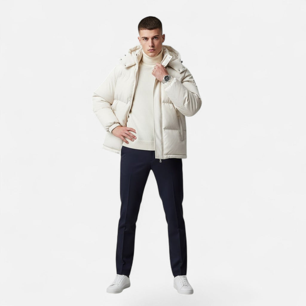 Veste Matelassée À Capuche Zip Intégral Manches Longues Pour Homme